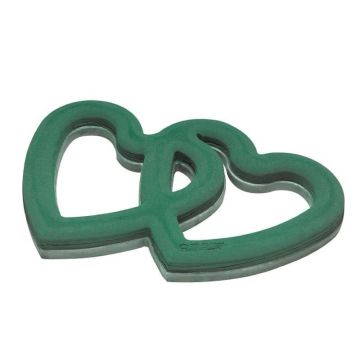 OASIS® Wet florist sponge Open heart duo, wedding decoration, ECObase rigid foam bottom, suction cup, green, 23"x16"x2.2"/58x40x5,5cm