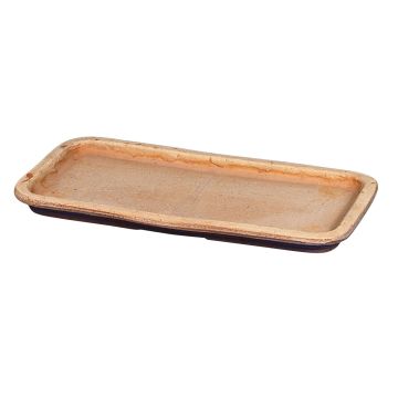 Rectangular planter tray LIDAS, terracotta, patinated, 30 x 16 x 2 cm