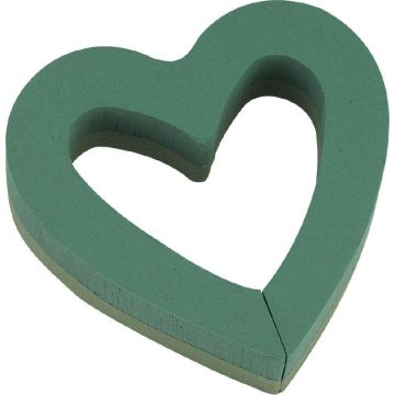 OASIS® Wet florist sponge Open heart, wedding decoration, Foam Frames rigid foam bottom, green, 10"x9"x2.4"/25x24x6cm