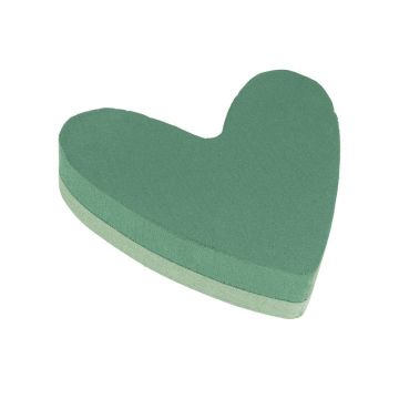 OASIS® Wet florist sponge Heart, wedding decoration, Foam Frames rigid foam bottom, green, 10"x9"x2.4"/25x24x6cm