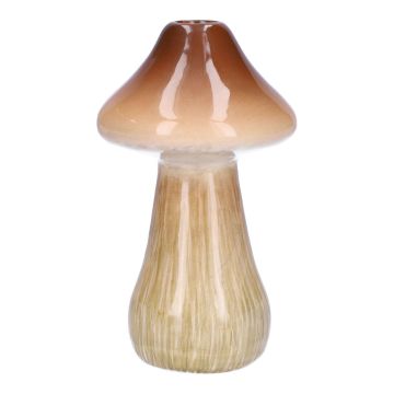 Ceramic flower vase RATBURGA, mushroom shape, brown-beige, 16cm, Ø9cm