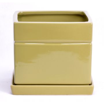 ALVOS square ceramic flowerpot, khaki, 13x13x11cm