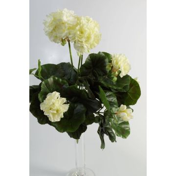 Textile flower Geranium MIA on spike, cream, 14"/35cm, Ø 2.4"-3.5"/6-9cm