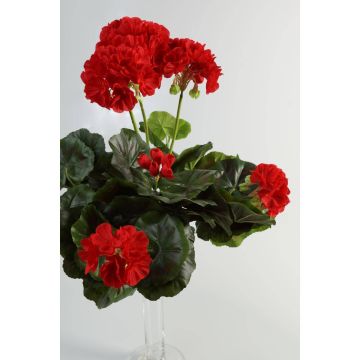 Textile flower Geranium MIA on spike, red, 14"/35cm, Ø 2.4"-3.5"/6-9cm