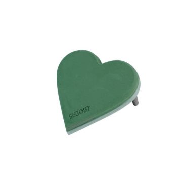 OASIS® Wet florist sponge Heart, wedding decoration, ECObase rigid foam bottom, wooden sticks, green, 12"x11"x1.8"/30x29x4,5cm