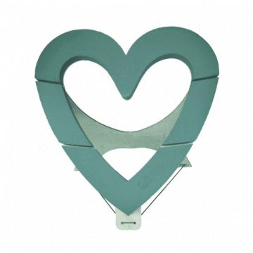 OASIS® Wet florist sponge Open heart, wedding decoration, Bioline wooden base, wooden stand, green, 17"x17"x1.6"/43,5x43x4cm