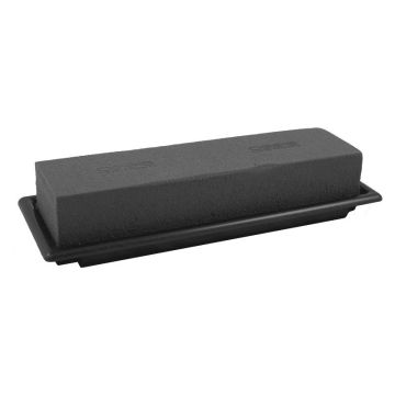 OASIS® Black Ideal Rectangular wet florist sponge for flower arrangements, in paper compound tray, black, 10"x3.5"x2"/25x9x5cm