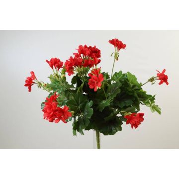Textile flower Geranium MIA on spike, red, 16"/40cm, Ø 2"-3.1"/5-8cm