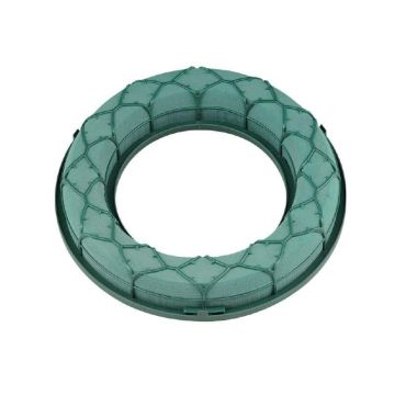 OASIS® Ideal Wet florist sponge Ring with plastic bottom, mesh, green, 1.6"/4cm, Ø11"/27cm
