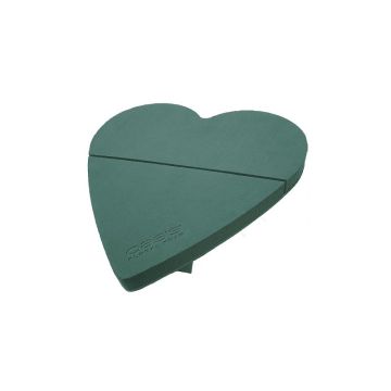 OASIS® Wet florist sponge Heart, wedding decoration, Bioline wooden base, wooden stand, green, 20"x20"x2"/52x52x5cm