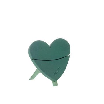 OASIS® Wet florist sponge Heart, wedding decoration, Bioline wooden base, wooden stand, green, 12"x11"x1.8"/30x28x4,5cm