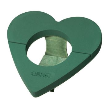 OASIS® Wet florist sponge Urn heart, Bioline wooden base, wooden stand, green, 20"x20"x2"/52x52x5cm