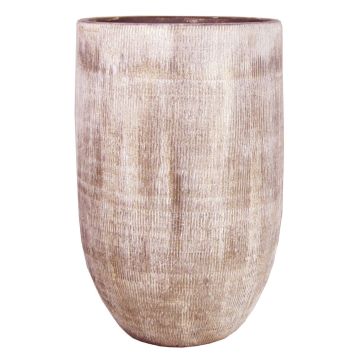 Ceramic vase KAMUNI, vertical stripes, grey-green, 16"/40 cm, Ø 8.7"/22 cm