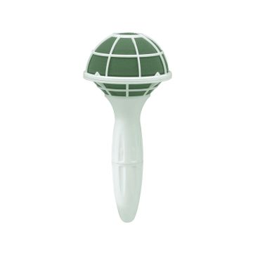 OASIS® Wet florist sponge Bridal bouquet holder with plastic handle, mesh, green, Ø3.1"/8cm