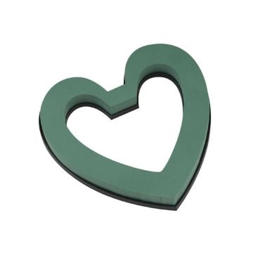 OASIS® Ideal Wet floral sponge Open heart, wedding decoration, plastic base, suspension eye, green, 9"x8"x1.2"/22x21,5x3cm