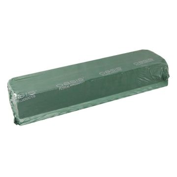 OASIS® Wet florist sponge Raquette, plastic base, covered with micro-perforated film, green, 17"x4.5"x3.1"/44x11,5x8cm