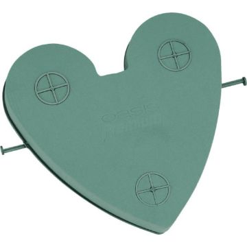 OASIS® Wet florist sponge Car heart, wedding decoration, plastic base, with suction cup, green, 17"x16"x3"/42x40x7,5cm