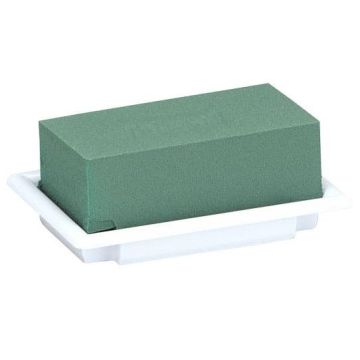 OASIS® Rectangular wet florist sponge for arrangements, in paper compound bowl, green-white, 5.1"x3.5"x2"/13x9x5cm