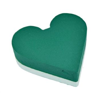 OASIS® Wet florist sponge Heart, wedding decoration, polystyrene rigid foam bottom, green, 8"x8"x2.4"/21x20x6cm