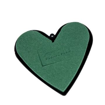 OASIS® Ideal Wet florist sponge Heart, wedding decoration, plastic base, suspension eye, green, 5.5"x4.7"x1.4"/14x12x3,5cm