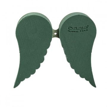 OASIS® Wet florist sponge Wings, funeral floristry, Bioline wooden base, suspension device, green, 9"x10"x1.4"/22,5x25,5x3,5cm