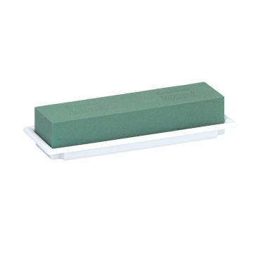 OASIS® Rectangular wet florist sponge for arrangements, in paper compound tray, white-green, 10"x3.5"x2"/25x9x5cm