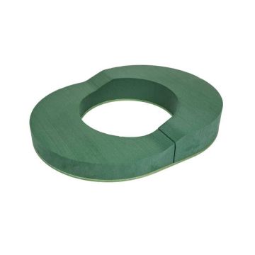OASIS® Wet florist sponge Urn ring, funeral floristry, Bioline wooden base, green, 18"x14"/45x35cm