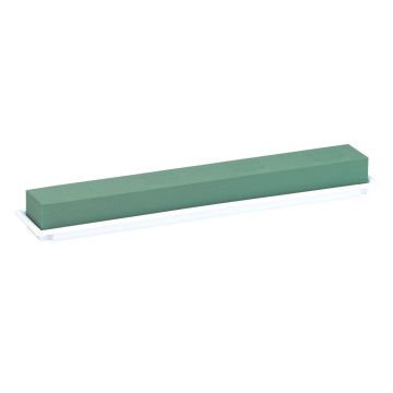 OASIS® Rectangular wet florist sponge for arrangements, in paper compound tray, green-white, 19"x3.5"x2"/48x9x5cm