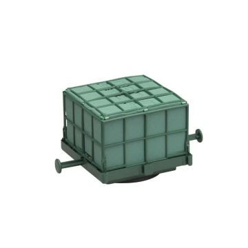 OASIS® Wet florist sponge for car cavalcade, wedding decoration, plastic base, mesh, suction cup, green, 4.3"x4.3"x3.5"/11x11x9cm