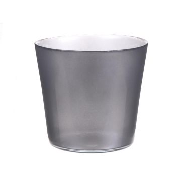 Glass planter ALENA SHINY, shiny silver, 3.7"/9,5cm, Ø4.5"/11,5cm