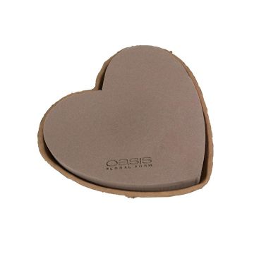 OASIS® Wet florist sponge Heart, NatureSource 20% bio-based raw materials, Biolit recycled paper tray, brown, 13"x13"x2.2"/34x33x5,5cm