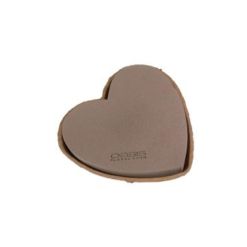 OASIS® Wet florist sponge Heart, NatureSource 20% bio-based raw materials, Biolit recycled paper tray, brown, 11"x10"x1.6"/28x25,5x4cm