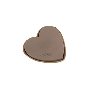 OASIS® Wet florist sponge Heart, NatureSource 20% bio-based raw materials, Biolit recycled paper tray, brown, 7"x7"x1.6"/17x17x4cm