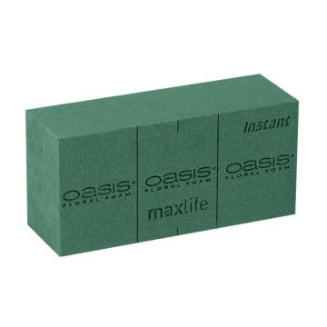 OASIS® Instant Maxlife Wet florist sponge Brick, with cutting lines, green, 9"x4.3"x3"/23x11x7,5cm