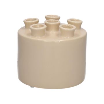VIVIANNE flower vase with 6 openings, dolomite, sand, 10.5 cm, Ø 12 cm VIVIANNE flower vase with 6 openings, dolomite, sand, 10.5 cm, Ø 12 cm