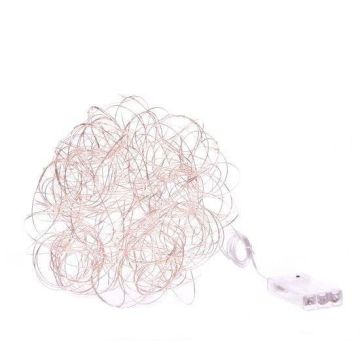 Curly FLORIANE fairy lights, gold, 25 LEDs, battery-powered, Ø20cm