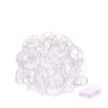Curly FLORIANE fairy lights, silver, 25 LEDs, battery-powered, Ø20cm