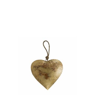Metal heart hanging decoration DORANA, hanging cord, gold, Ø3.9"/10cm Metal heart hanging decoration DORANA, hanging cord, gold, Ø3.9"/10cm