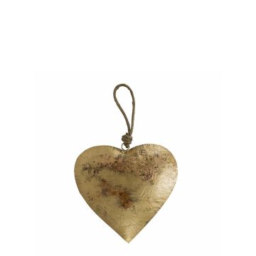 DORANA metal heart pendant, hanging cord, gold, Ø13cm