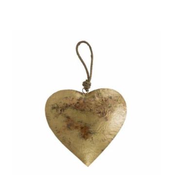 DORANA metal heart hanging decoration, hanging cord, gold, Ø17cm