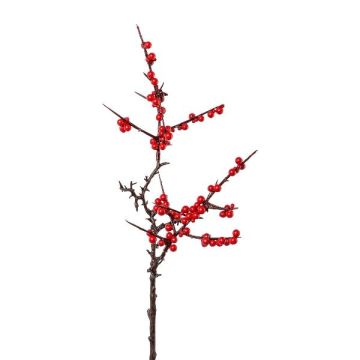 Decorative holly branch MARTEL with berries, red, 22"/55cm Decorative holly branch MARTEL with berries, red, 22"/55cm