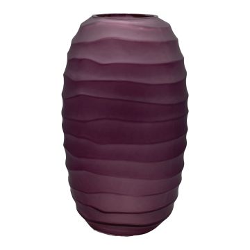 Glass vase FEDERICA, wave design, violet, 12"/30 cm, Ø 6.7"/17 cm