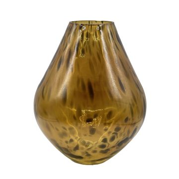 Bellied glass vase RUSSELL, leopard design, brown-transparent, 11"/28 cm, Ø 9"/23 cm Bellied glass vase RUSSELL, leopard design, brown-transparent, 11"/28 cm, Ø 9"/23 cm