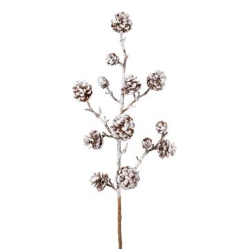 Decorative fir branch JORFEN with cones, snow-covered, white-brown, 24"/60cm