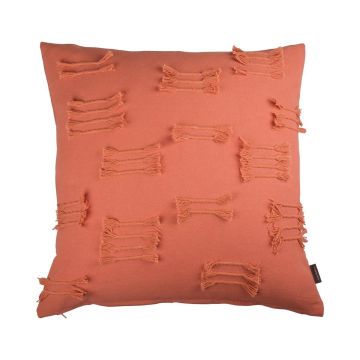 Decorative cushion ANISHA, peach, with ruffles, 18"x18"/45x45cm