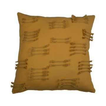 Decorative cushion ANISHA, mustard yellow, with ruffles, 18"x18"/45x45cm