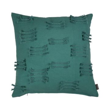 Decorative cushion ANISHA, petrol blue, with ruffles, 18"x18"/45x45cm
