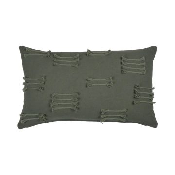 Decorative cushion ANISHA, grass green, with ruffles, 20"x12"/50x30cm