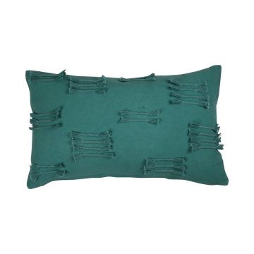 Decorative cushion ANISHA, petrol blue, with ruffles, 20"x12"/50x30cm