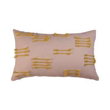 Decorative cushion ANISHA, cream-yellow, with ruffles, 20"x12"/50x30cm